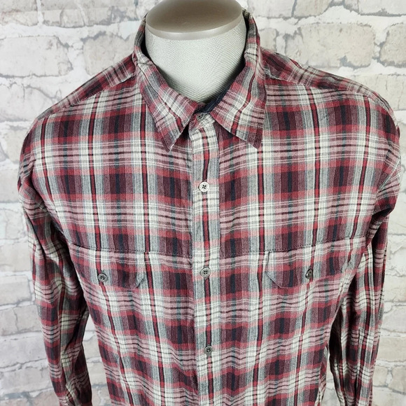 Kuhl Button Front Shirt Long Sleeve Plaid Red Black Cream Size  XL - Picture 5 of 13